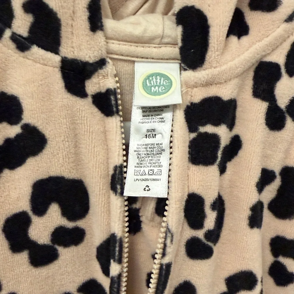 Little Me Black and Tan Leopard Hoodie